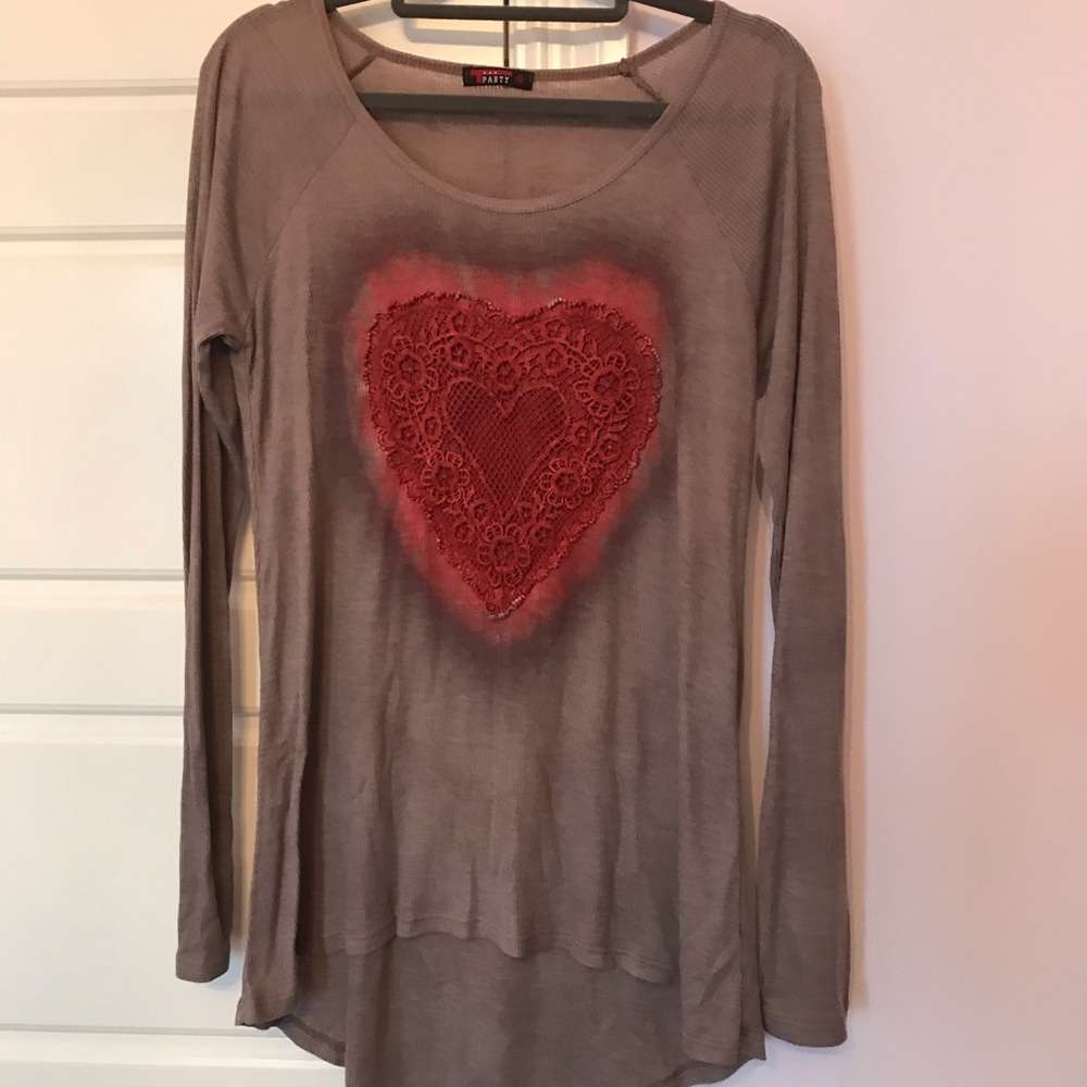 Heart long tunic long sleeve shirt.